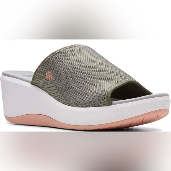 Clarks Shoes - Clarks‎ Green/Pink Step Cali Bay Cloudsteppers Wedge Sandals -- 10W